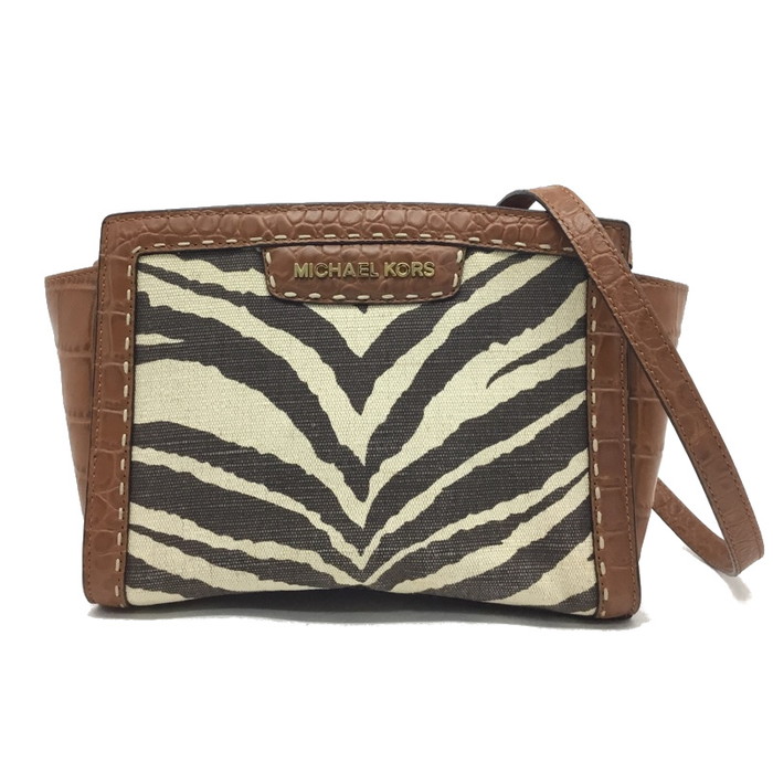 ☆お買得商品☆MICHAEL KORS【マイケルコース】斜め掛けショルダーバッグ　30S4GLKM2R　キャンバス　レザー　ブラウン　アニマル【中古品/USED-AB】質屋　かんてい局那覇店　ｎ3100490927300111