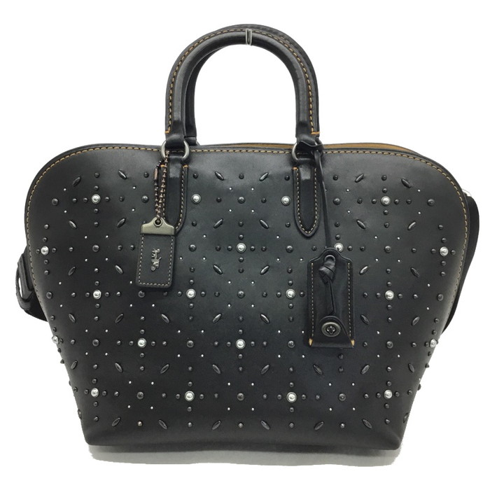 COACH【コーチ】ダコタサッチェルスタッズ　2WAYハンドバッグ　ショルダーバッグ　レザー　ブラック　12163【中古品/USED-AB】質屋　かんてい局那覇店　ｎ3100545927300223