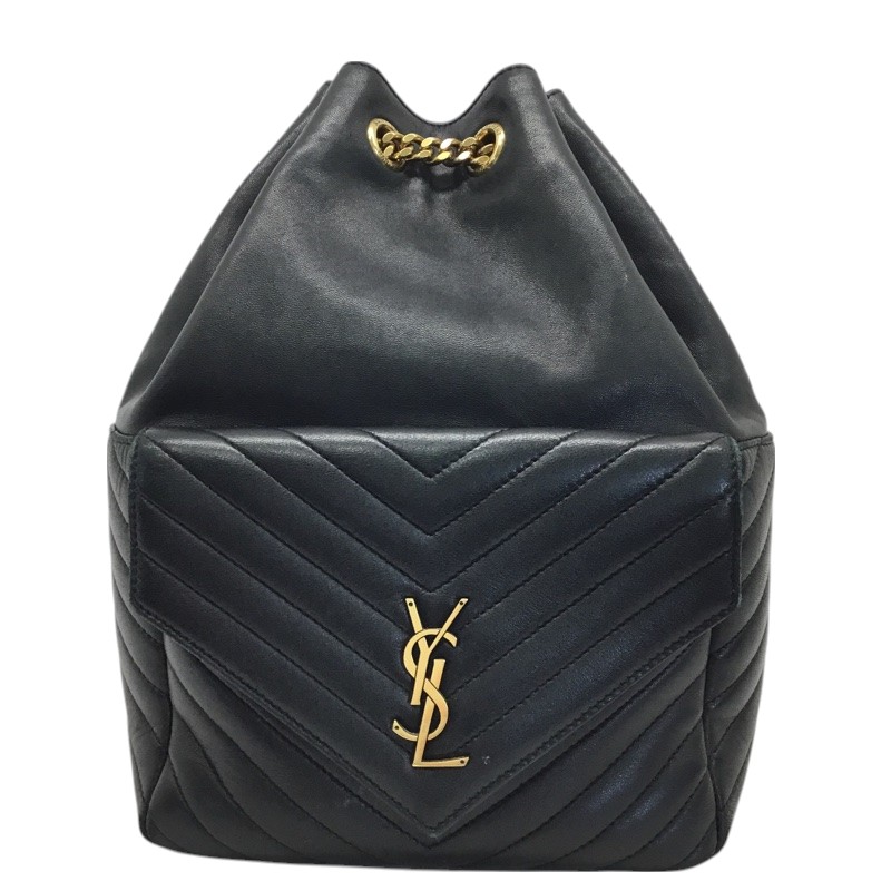 Saint Laurent リュック ロゴ レザー キャンバス ブラック SAINT LAURENTバックパック（グレインレザー） | Saint Laurent