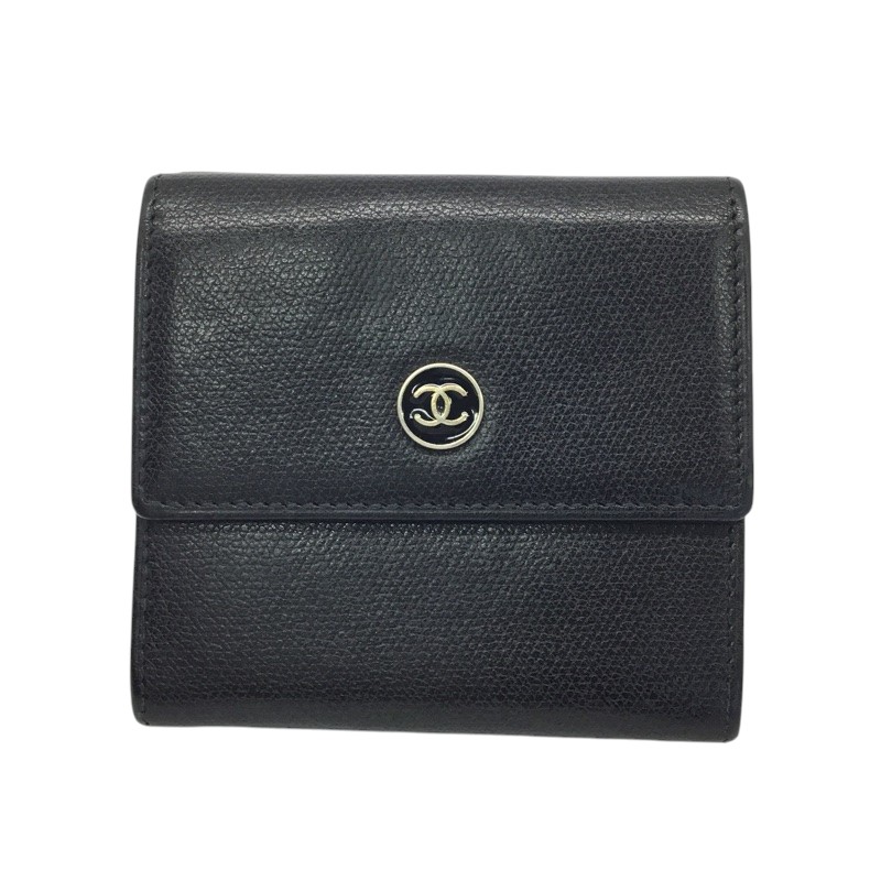 CHANEL【シャネル】三つ折り紙入れ A20902 ココマーク W引っかかり なめし革 黒いこと【中古品/USED-B】一六銀行 かんてい局那覇店 ｎ3101672927300008