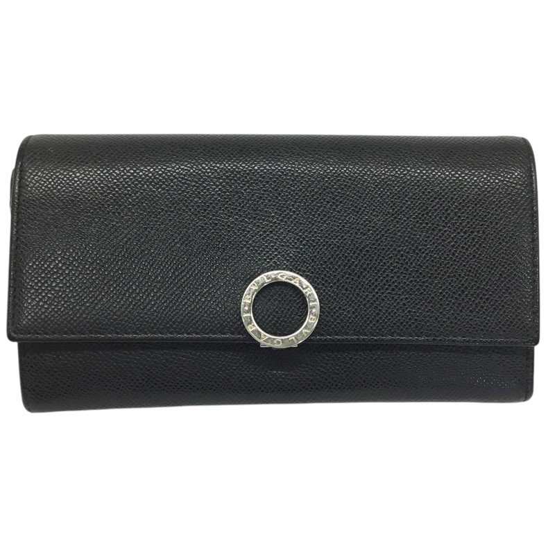 BVLGARI【ブル小峡谷】二つ折り長紙入れ MD・G19・30414 なめし革 黒いこと 男女兼用【中古品/USED-B】一六銀行 かんてい局那覇店 ｎ3101915927300012
