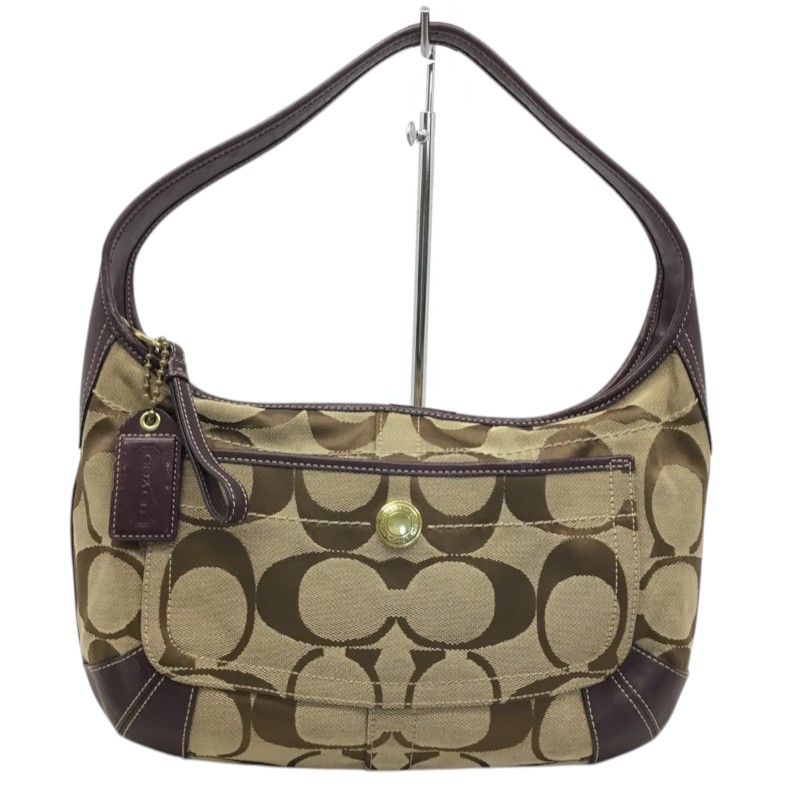 COACH【コーチ】ショルダーバッグ　F11290　キャンバス　レザー　ブラウン　パープル系【中古品/USED-B】質屋　かんてい局那覇店　ｎ3100432927300536