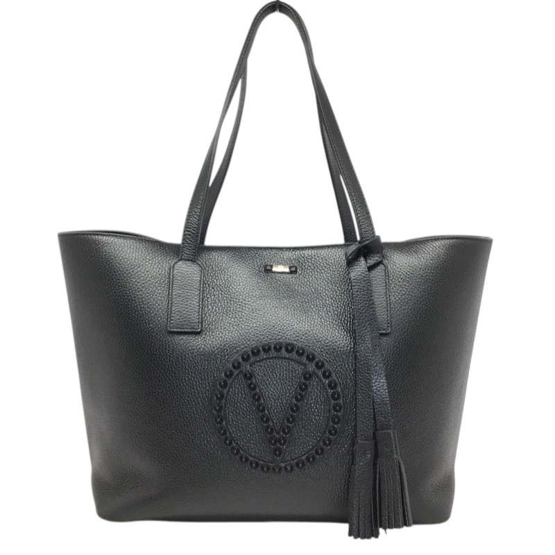 VALENTINO【ヴァレンティノ】Solo　Rock　スタッズ　ロゴ付き　トートバッグ　ショルダーバッグ　肩掛け　レザー　ブラック【中古品/USED-AB】質屋　かんてい局那覇店　ｎ3100642927300001