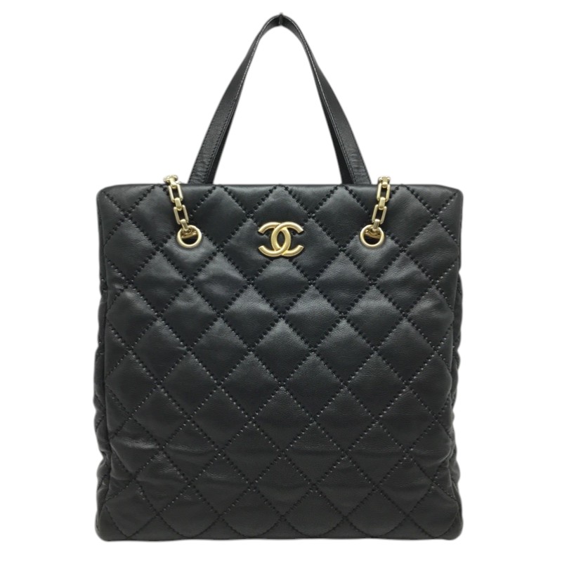 CHANEL【シャネル】ワイルドステッチ マトラッセ 2WAY トートバッグ ショルダーバッグ 黒いこと ゴールド金具【中古品/USED-B】一六銀行 かんてい局那覇店 ｎ3100541927300042