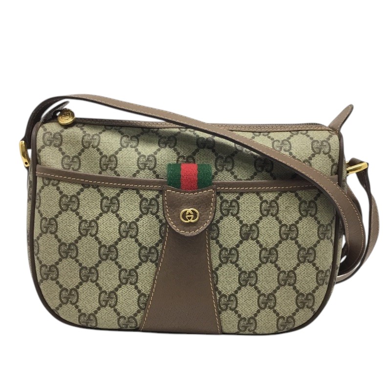 GUCCI【グッチ】GGスプリーム 曲がった掛け ショルダーバッグ シェリー酒生産ライン 001・58・6177 赤銅色系【中古品/USED-B】一六銀行 かんてい局那覇店 ｎ3100430927300159