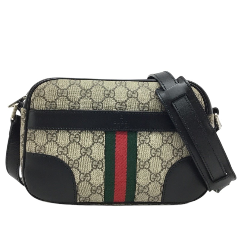 GUCCI【グッチ】GGスプリーム ショルダーバッグ 387507 ブラック シェリーライン【中古品/USED-AB】質屋 かんてい局那覇店 ｎ3100430927300157