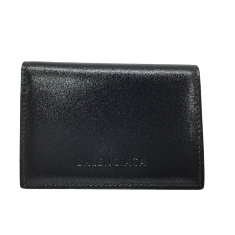 BALENCIAGA【バレンシアガ】三つ折り財布　コンパクトウォレット　664037・1000・S・000959　レザー　ブラック【中古品/USED-AB】質屋　かんてい局那覇店　ｎ3101908927300011