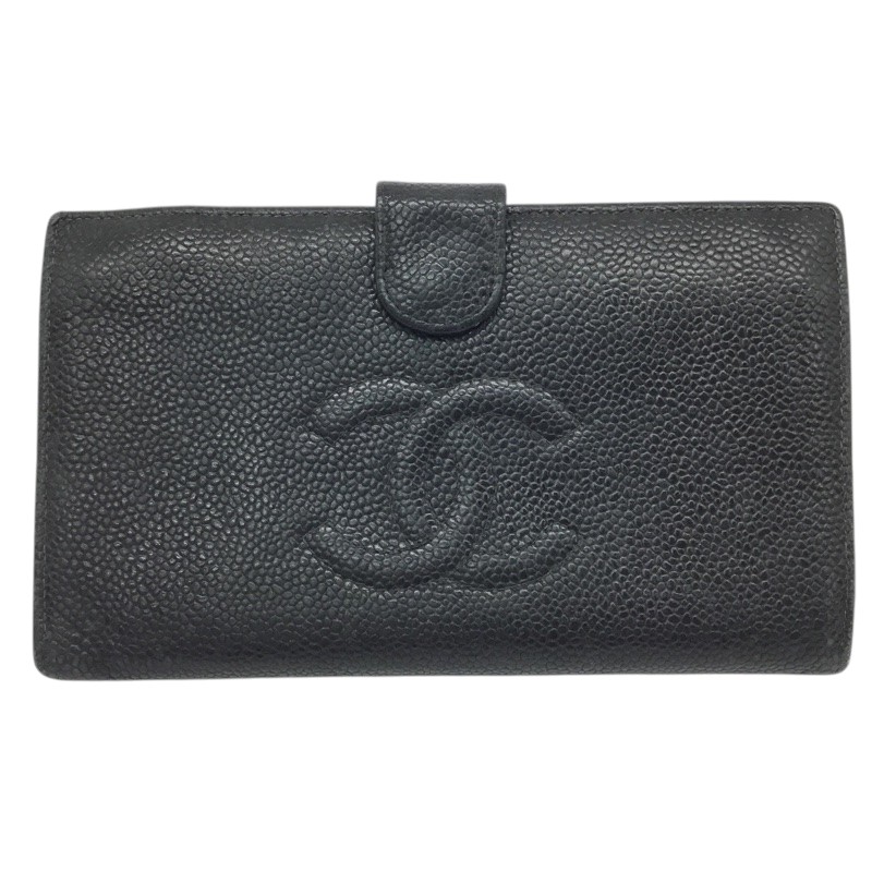 CHANEL【シャネル】二つ折り長紙入れ A13498 ココマーク キャビア人はだ 黒いこと【中古品/USED-B】一六銀行 かんてい局那覇店 ｎ3102011927300003