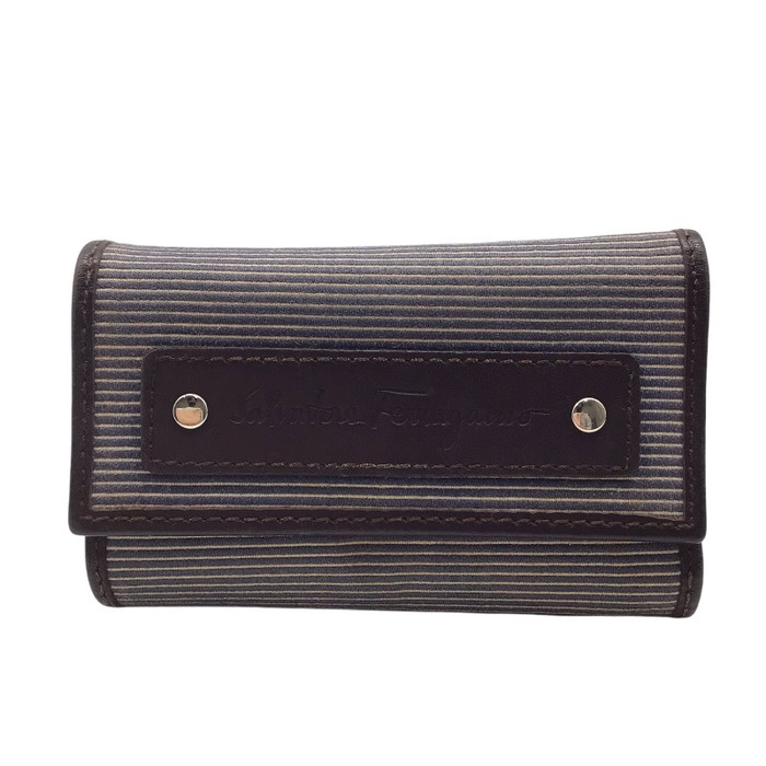 Salvatore　Ferragamo　6連キーケース　ボーダー×キャンバス【USED-B】かんてい局コザ山内　k3102437927400001