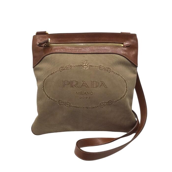 PRADA プラダ ブラウンレザー フラップ式ショルダーバッグ BR2758 PRADA プラダ ブラウンレザー フラップ式ショルダーバッグ BR2758