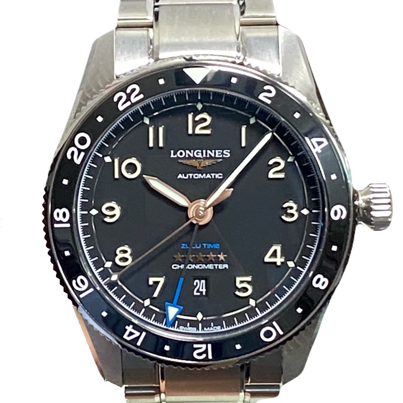 【決算SALE　2026】LONGINES　ロンジン　L3.812.4.53.6　SPIRIT ZULU TIME メンズ　自動巻き　42mm　ブラック文字盤　USED-AB　かんてい局宜野湾愛知店　g3100069927400007