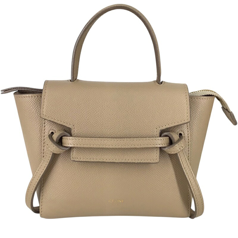 CELINE【セリーヌ】189153 三尺帯御徒面子 マイクロ カーフレザー ベージュ ゴールド金具 ハンドバック ショルダーバッグ【中古品/USED-AB】 かんてい局コザ山内店 K3100448927400012