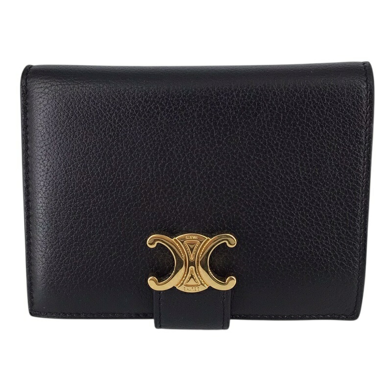 CELINE　セリーヌ　10M913GHH.38NO 　トリオンフ　ミディアム　ウォレット　ブラック　黒【USED-B】かんてい局コザ山内店　ｋ3101692927400001 46,188円