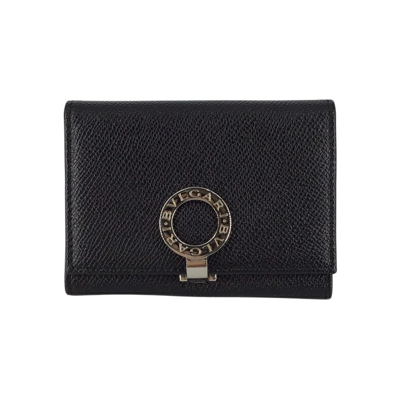 BVLGARI ブルガリ 30420 ブラックレザー 名刺入れ ブラック 黒×青【USED-B】かんてい局コザ山内店 ｋ3102481927400004