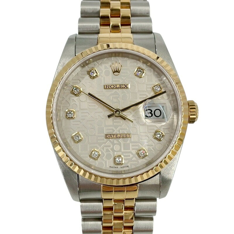 ROLEX　ロレックス　16233G　デイトジャスト　メンズ　10Pダイヤ　自動巻　国際サービス保証書付　シルバー系×コンピューター文字盤　100ｍ防水　SS×YG　USED-B　k3100004927400271　かんてい局コザ山内店