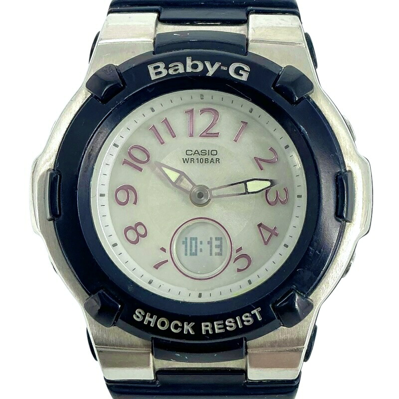 CASIO　カシオ　BGA-1100-2BJF　アナデジ　電波ソーラー　ネイビー×ピン　10気圧防水　ワールドタイム【USED-B】かんてい局コザ山内店　ｋ3100224927400029