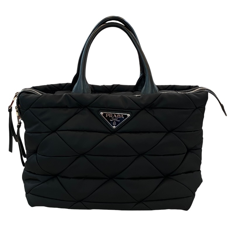 PRADA プラダ 1BG435 Re-Nylon ミディアムパテッド 2Wayトートバッグ ナイロンなめし革 黒いこと【USED-A】質かんてい局コザ山内店 k3100883927400031