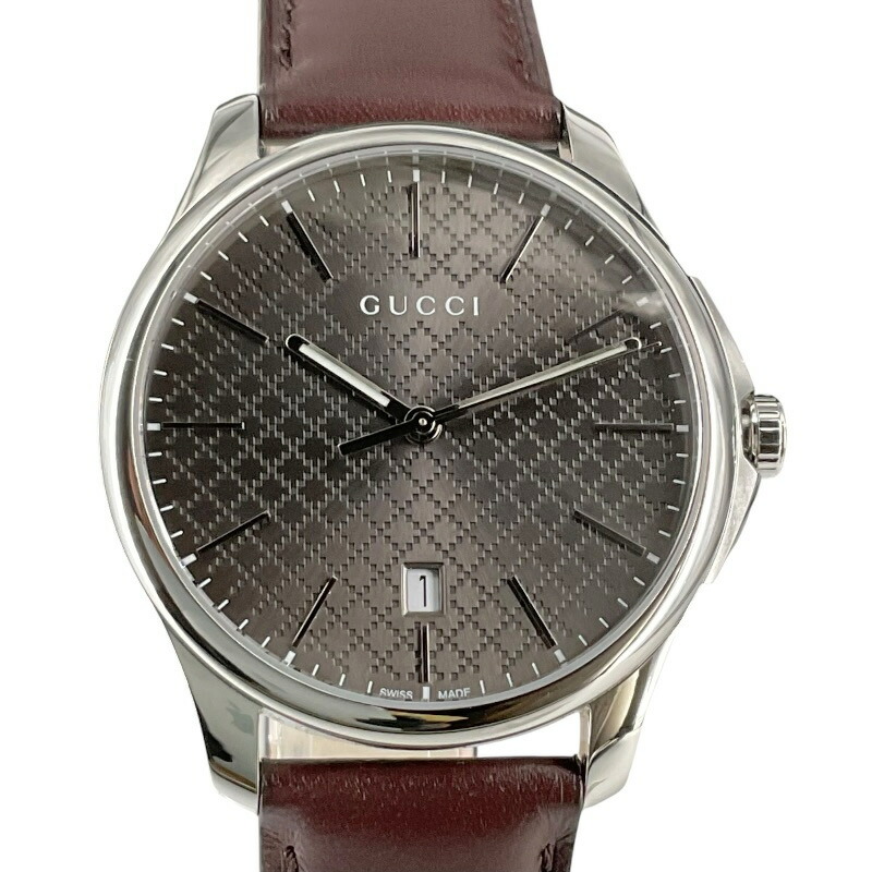 GUCCI　グッチ　YA126318　Gタイムレス　メンズ　クォーツ　ダークブラウン系　5気圧防水　ステンレススチール　レザー&times;ダークブラウン系　USED-A　k3100011927400059　かんてい局コザ山内店｜かんてい局沖縄　店
