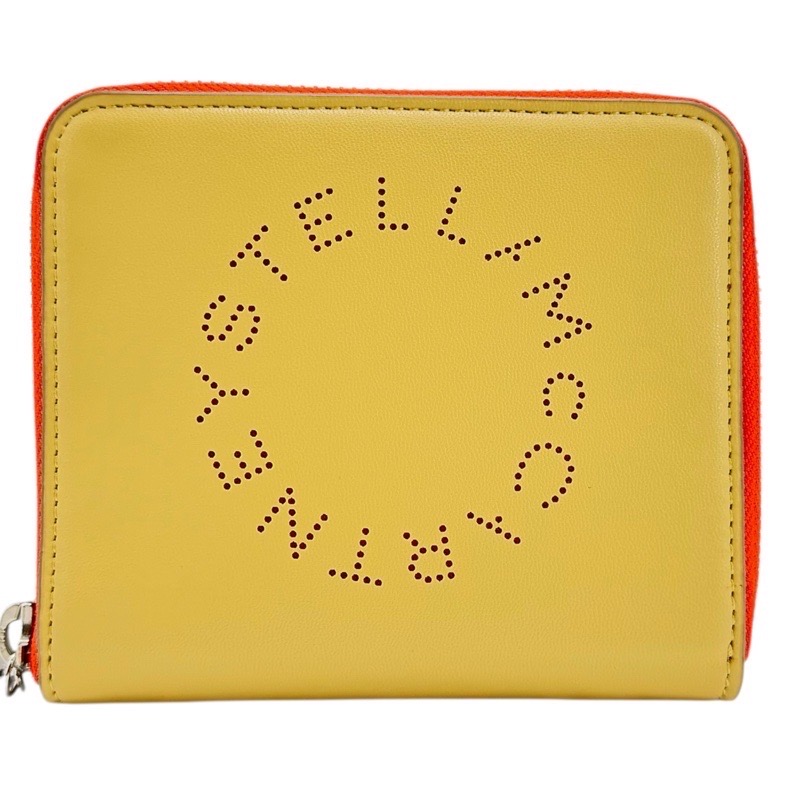 STELLA McCARTNEY ステラマッカートニー  7P0009W8856 ラウンドジップ二つ折り紙入れ  なめし革 ベージュxオレンジ色 中古品 USED-A g3101650927900001 かんてい局宜野湾愛知店