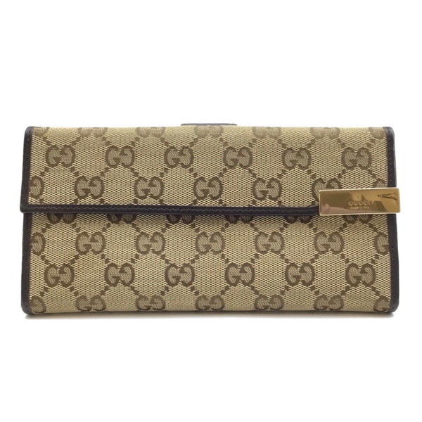 GUCCI グッチ　折り財布　GG柄　キャンバス レザー　ベージュ GUCCI グッチ 財布 レディース ブランド 二つ折り財布 GG