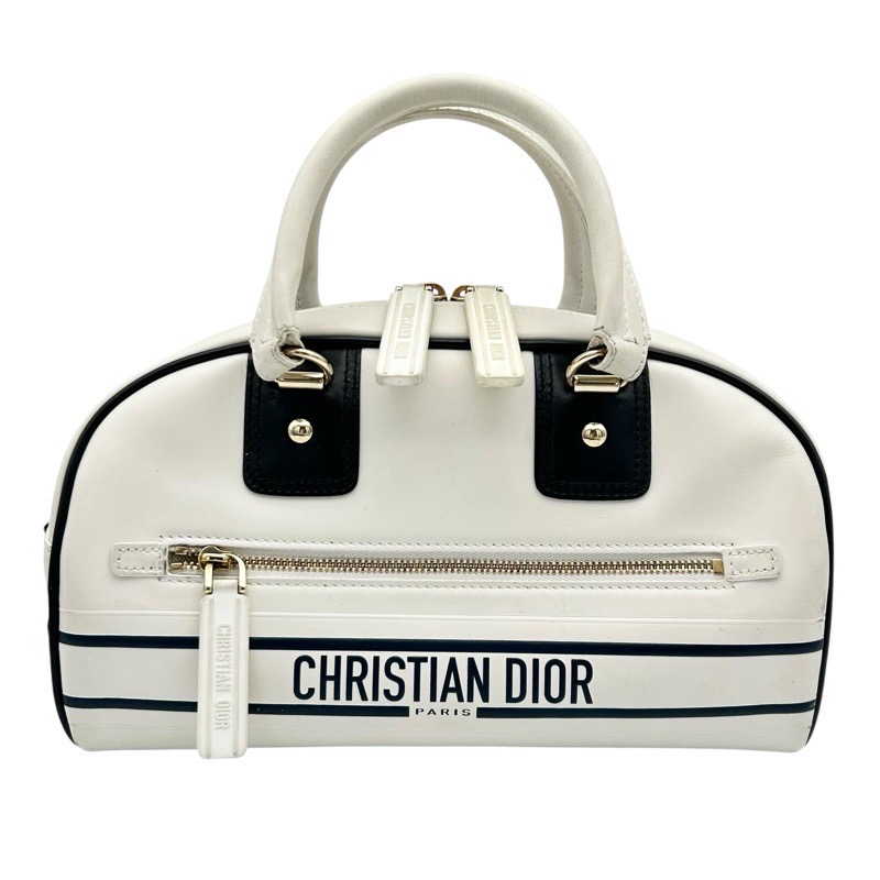 DIOR ディオール M620900BR ファイブボウリングバッグ ホワイト×ネイビー レディース 2WAY 中古品【USED-B】 質屋 かんてい局つかざん店 t3100455939900005|かんてい局沖縄 店