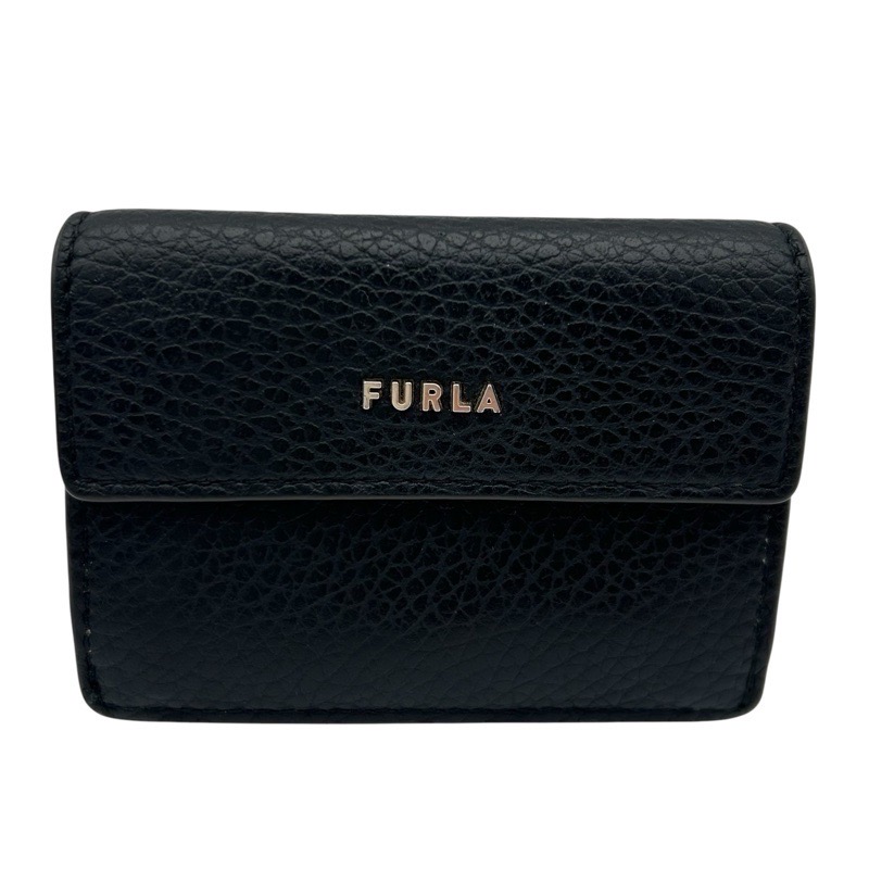 FURLA【フルラ】　三つ折り財布　レディース　ミニウォレット　ブラック　中古品【USED-B】　質屋　かんてい局つかざん店　ｔ3101937927300012