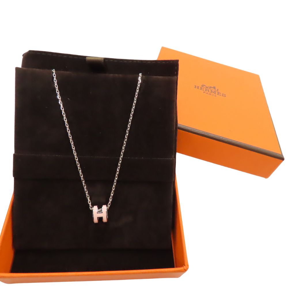 新品未使用品 HERMES エルメス ペンダント ミニポップH ローズドラジェ HERMES エルメス ネックレス ミニポップアッシュ H ローズ