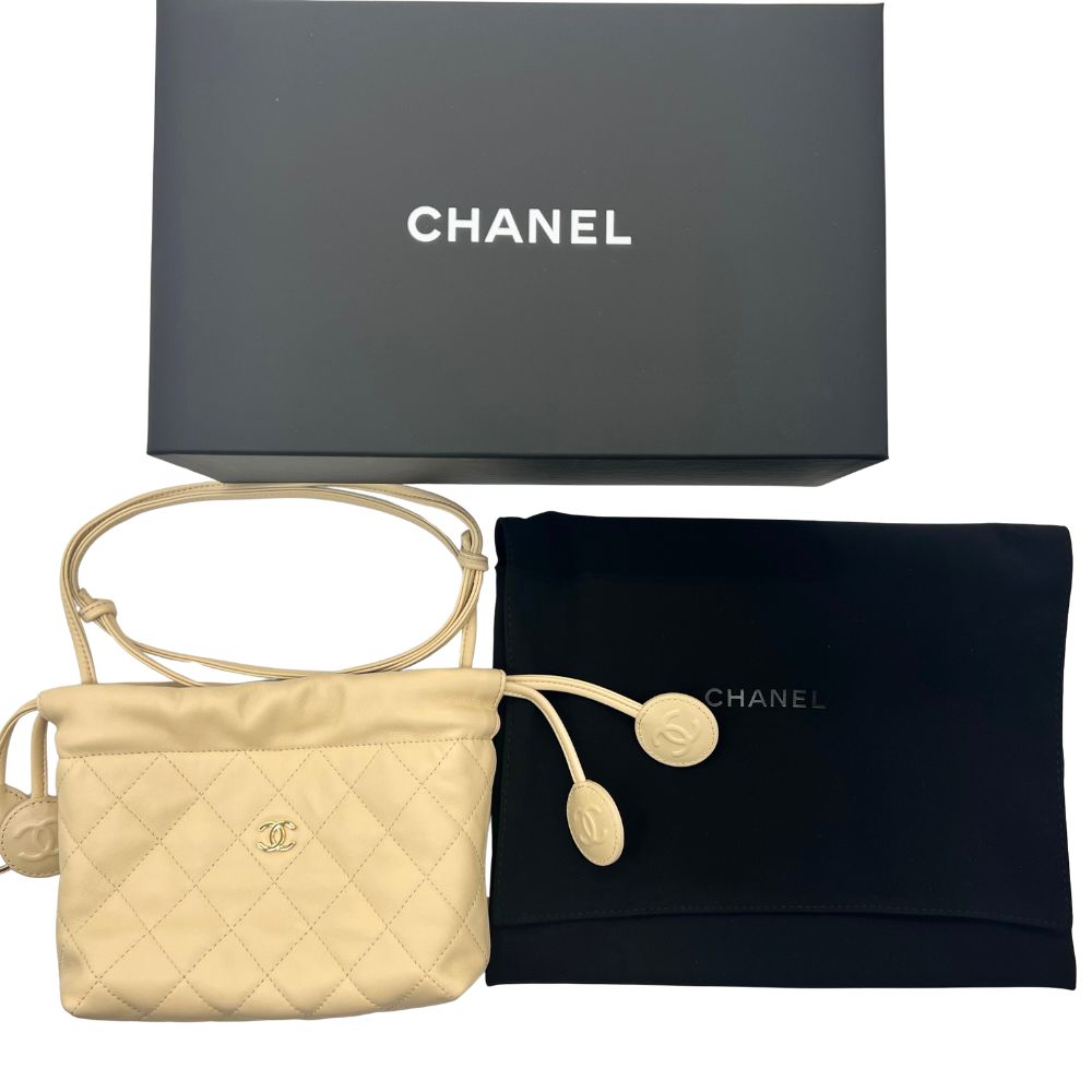 【玉津店 中古】CHANEL シャネル マトラッセ 子ヒツジひと肌 合切袋型 ショルダーバッグ 同盟罷工一回り クラッチペダル AP5228 ベージュ TA2600758