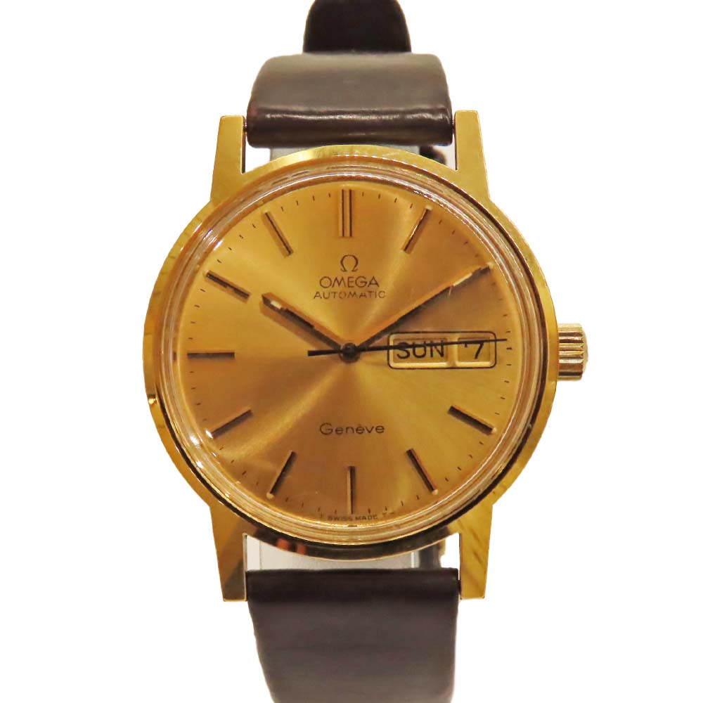 【中古】ゼロ OMEGA 1660.117 ゲンフ Geneve cal.1022 ゴールド 非雨合羽 革三尺帯 自動小銃一巻き ボーイズサイズ ユニ一発やる レディース メンズ  A2403750 【無料ギフトラッピング承ります】