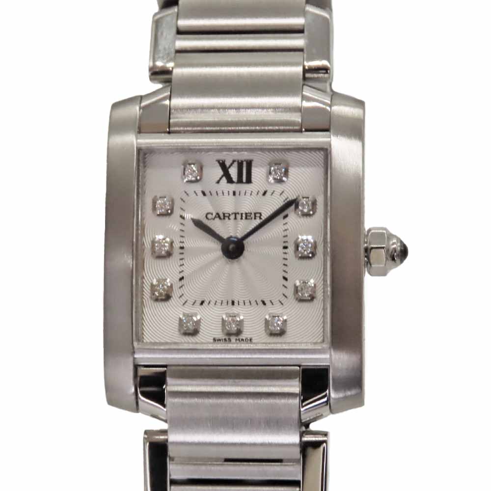 【中古】〈新品仕上げ〉 Cartier カルティエ WE110006 タンクフランセーズ SM 11Pダイヤ レディース 腕時計 ブランド時計 シルバー クォーツ A2405005 【無料ギフトラッピング承ります】