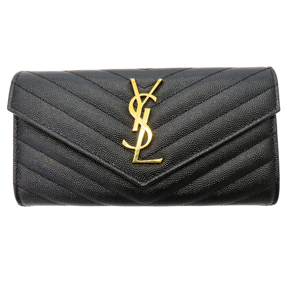 【中古】 SAINT LAUREN サンローラン 372264 長財布 レザー ブラック ゴールド 未使用品 レディース ユニセックス 誕生日 記念日 プレゼント 日常使い 旅行用 A2403200【無料ギフトラッピング承ります】