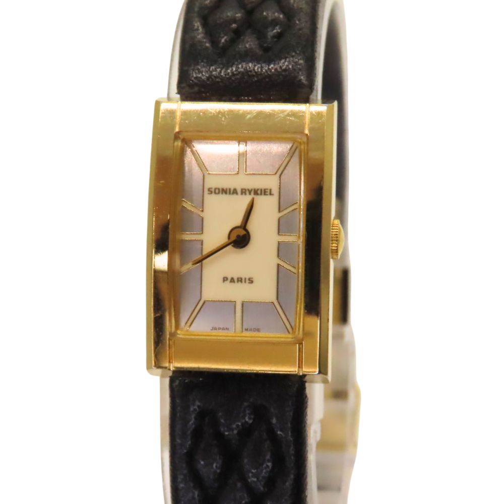 【中古】 SONIA RYKIEL ソニアリキエル レザーベルト レディース シルバー文字盤 稼働品 クォーツ ファッションウォッチ 腕時計 A2404963 【無料ギフトラッピング承ります】