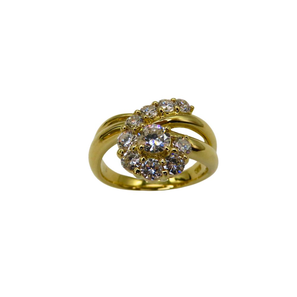【中古】K18 リング 約10号 約6g ダイヤモンド計1.03ct ダイヤ10石 スイート10 指輪 ゴールド ノーブランド ノーブランドジュエリー ソーティング付き A2502647【無料ギフトラッピング承ります】