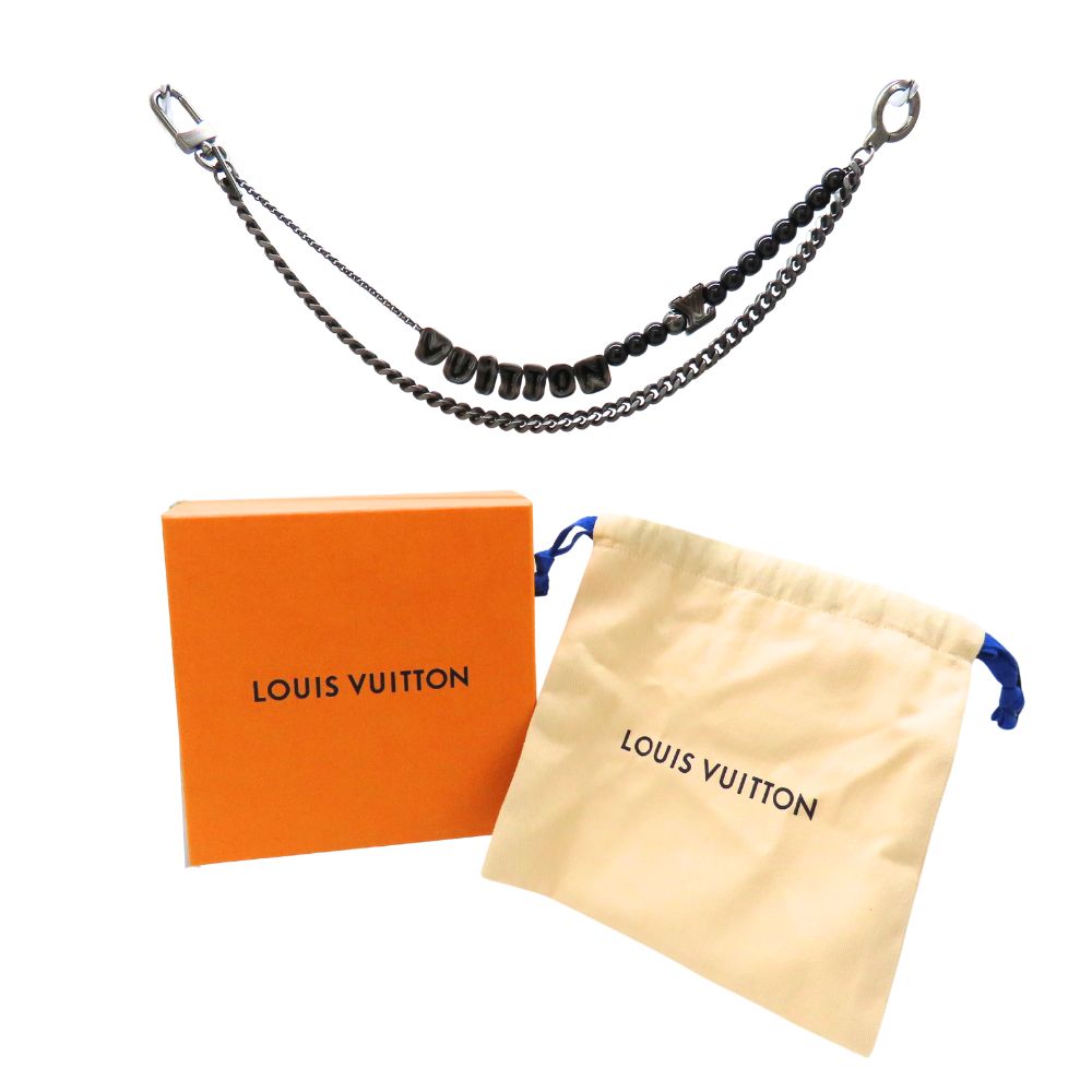 【中古】ルイヴィトン LOUIS VUITTON M02531 暗然たるルテニウム チェーンベルト・ヴィトン Wチェーン店 御徒面子引きつける 三尺帯繰り返し 付属物 メタリック A2505268 【無料ギフトラッピング承ります】