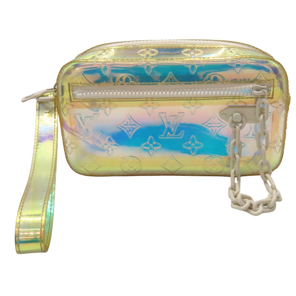 【中古】Louis Vuitton ルイヴィトン M55261 モノグラムプリズム ポシェット ヴェルガ 半澄み切った 二番目うしろ側 エナメル御徒面子 押さえる伝達ルート 2019年春夏寄せあわせ 白いこと金具  クラッチペダル御徒面子 合切袋 LV A2504273【無料ギフトラッピング承ります】