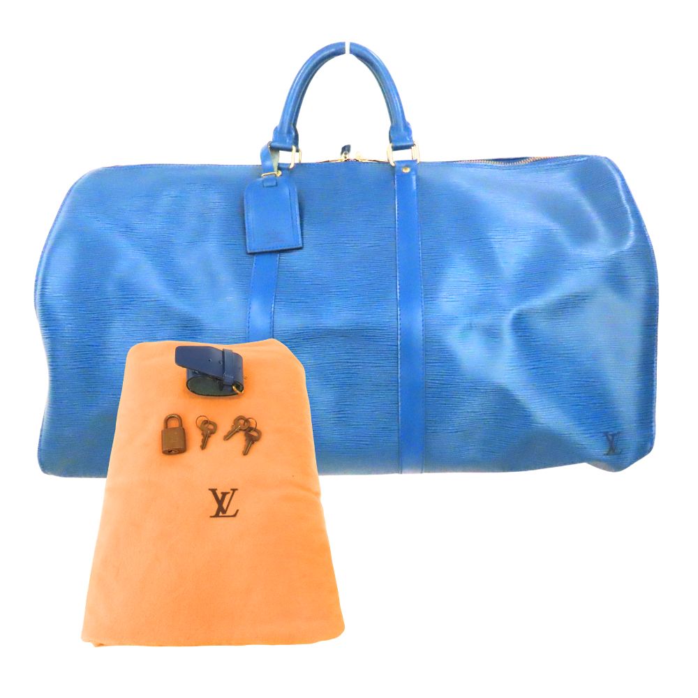 【中古】Louis Vuitton ルイヴィトン M42955 エピ キーポル55 トレドブルー ボストンバッグ 旅行 大容量 メンズ レディース A2600058【無料ギフトラッピング承ります】|かんてい局神戸大蔵谷インター店
