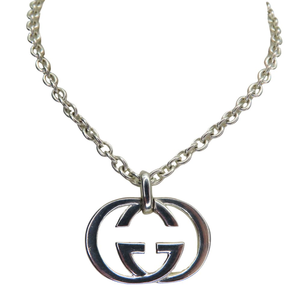 【中古】GUCCI グッチ ネックレス インターロッキング Gペンダント 約25g 約50cm Ag925 シルバー ユニセックス アクセサリー メンズ レディース ブランド GG A2600366【無料ギフトラッピング承ります】