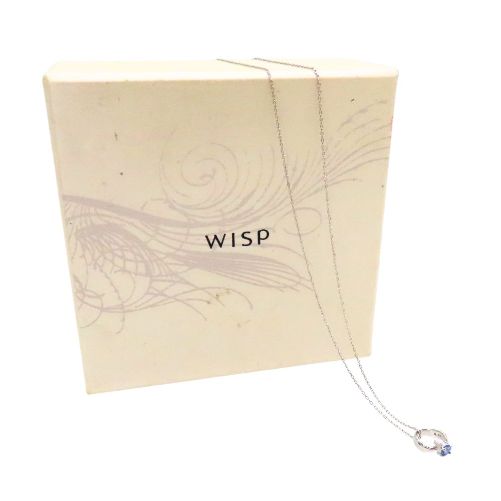 【中古】WISP ウィスプ ネックレス K10WG 約0.73g ・トップ K18WG 約0.51g 約40cm タンザナイト 天然石 12月 誕生石 メレダイヤ ブルー リング 指輪 モチーフ 細め 華奢 上品 ワンポイント A2600433 【無料ギフトラッピング承ります】