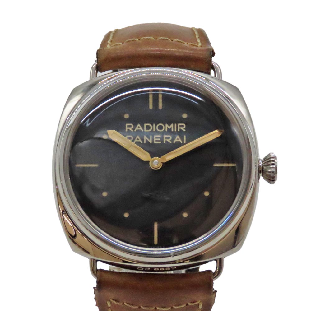 【中古】〈新品仕上げ〉 PANERAI パネライ PAM00452 ラジオミール S.L.C 3デイズ キャリバー P.3000手巻き 47mm メンズ腕時計 ブラック サンドイッチダイヤル A2503570 【無料ギフトラッピング承ります】