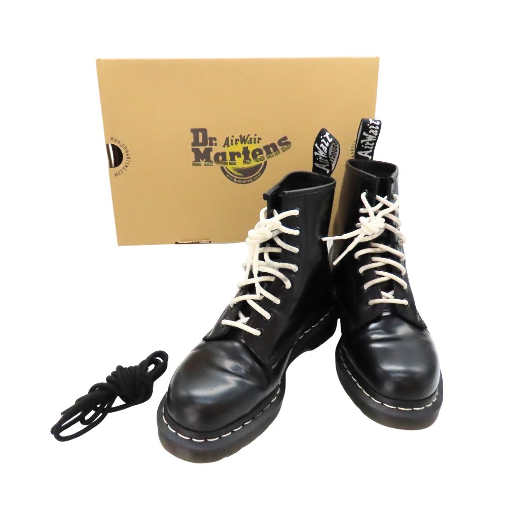 【中古】 DR.MARTENS ドクターマーチン 1460 WS ブラック 黒 ホワイトステッチ 8ホールブーツ ホールハイカットブーツ 約25cm UK6 メンズ レディース レザー カジュアル ロックスタイル A2600670 【無料ギフトラッピング承ります】