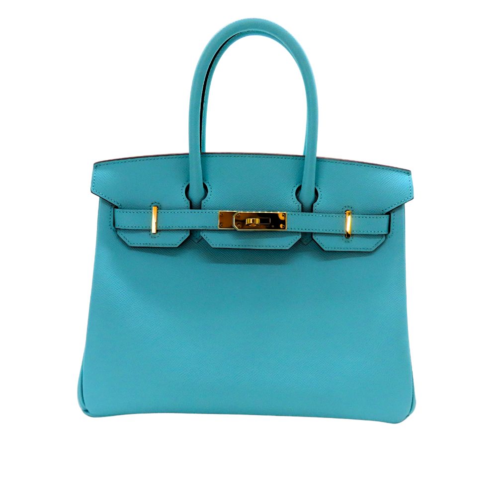 【中古】 HERMES エルメス バーキン30 ヴォーエプソン ブルーアトール系 ゴールド金具 ハンドバッグ トートバッグ Y刻印 2020年 ブルー系 レディース メンズ ユニセックス A2505361 【無料ギフトラッピング承ります】