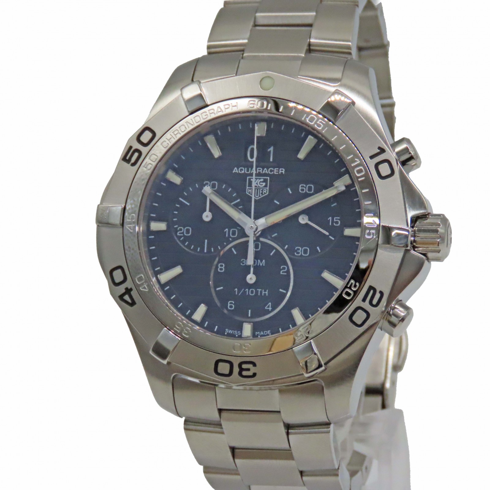 〈新品仕上げ〉 【中古】 TAG Heuer タグホイヤー CAF101E-BA0821 アクアレーサー グランドデイト クロノグラフ クォーツ ブラック 300m防水 サファイア メンズ腕時計 A2502194 【無料ギフトラッピング承ります】