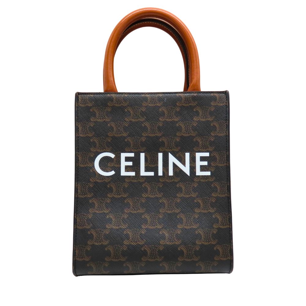 【中古】 CELINE セリーヌ ミニバーティカルカバ タン トリオンキャンバス/カーフスキン 2WAYハンドバック トートバッグ ショルダーバッグ メンズ レディース A2601621 【無料ギフトラッピング承ります】