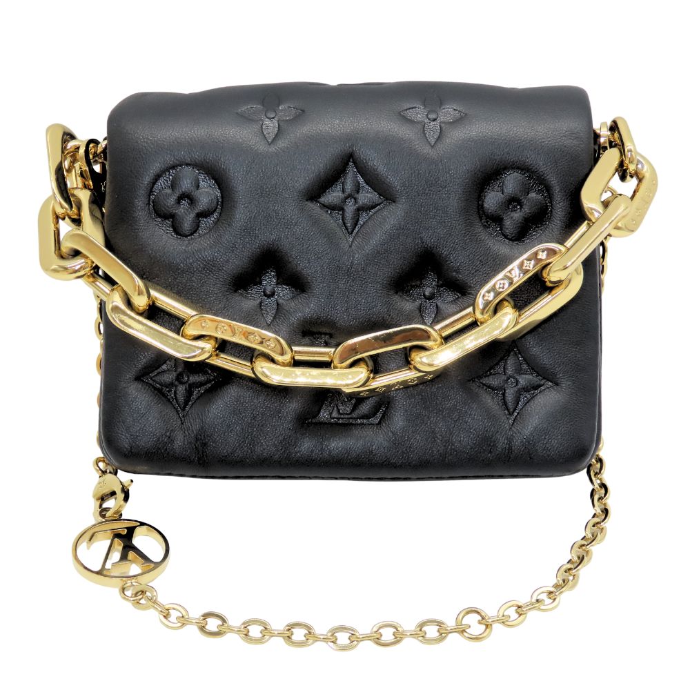 【中古】LOUIS VUITTON ルイヴィトン M81125 モノグラム・エンボスレザー クッサン・ベルトバッグ ノワール 黒×ゴールド金具 ショルダーバッグ ハンドバック 2WAY チェーン店 ふっくら クッサンクルーズコレクション A2600951【無料ギフトラッピング承ります】