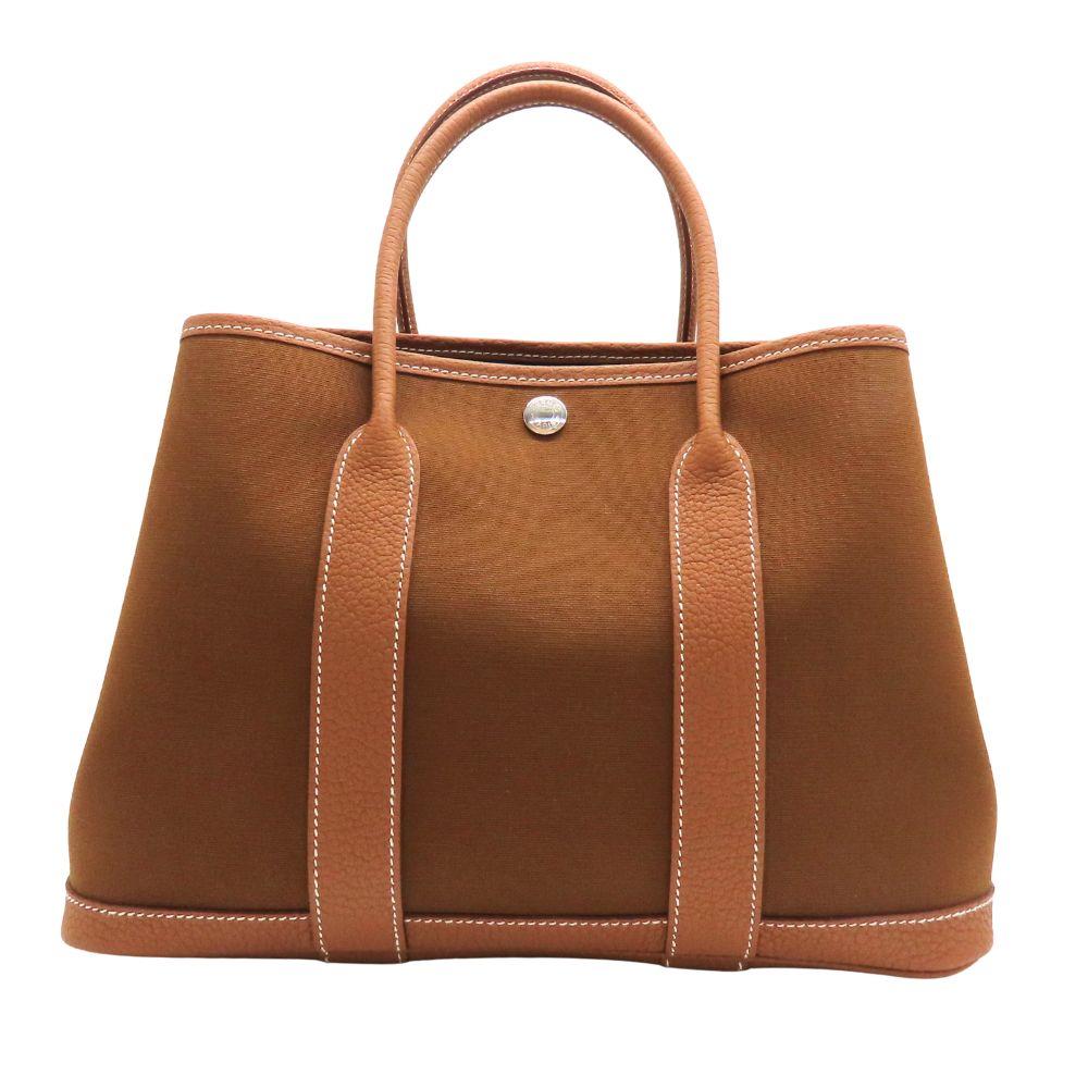 【中古】HERMES エルメス 苑地寄りあい 30 TPM ヴェルソ トワルオフィシェ×ネゴンダ 赤銅色 綿織物帆布 牛皮 赤銅色系 トートバッグ バイ色合い A2600974【無料ギフトラッピング承ります】
