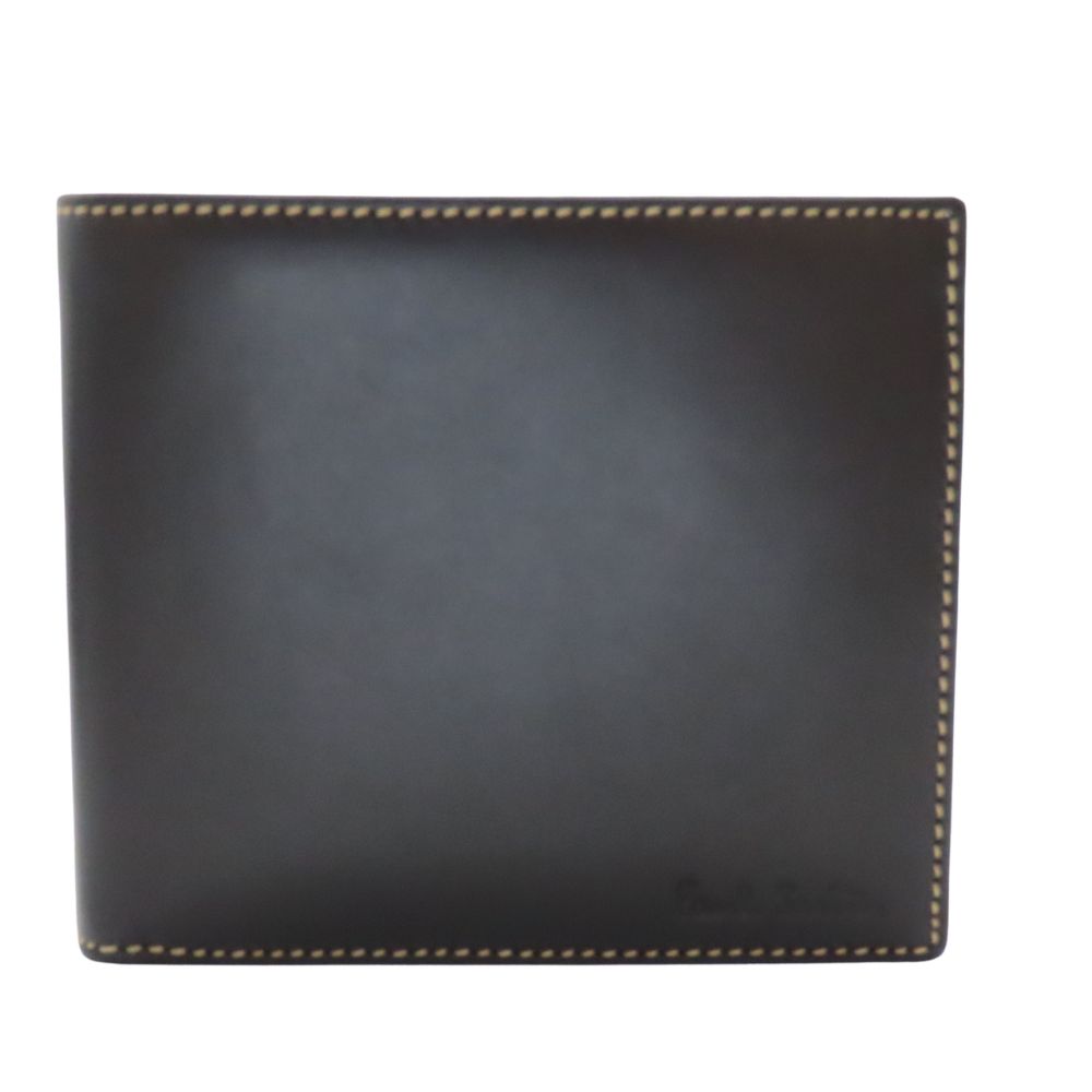 【中古】Paul Smith ポールスミス 2つ折り財布 黒 ブラック レザー ウォレット メンズ マルチストライプ サイフ ステッチ A2602254【無料ギフトラッピング承ります】|かんてい局神戸大蔵谷インター店