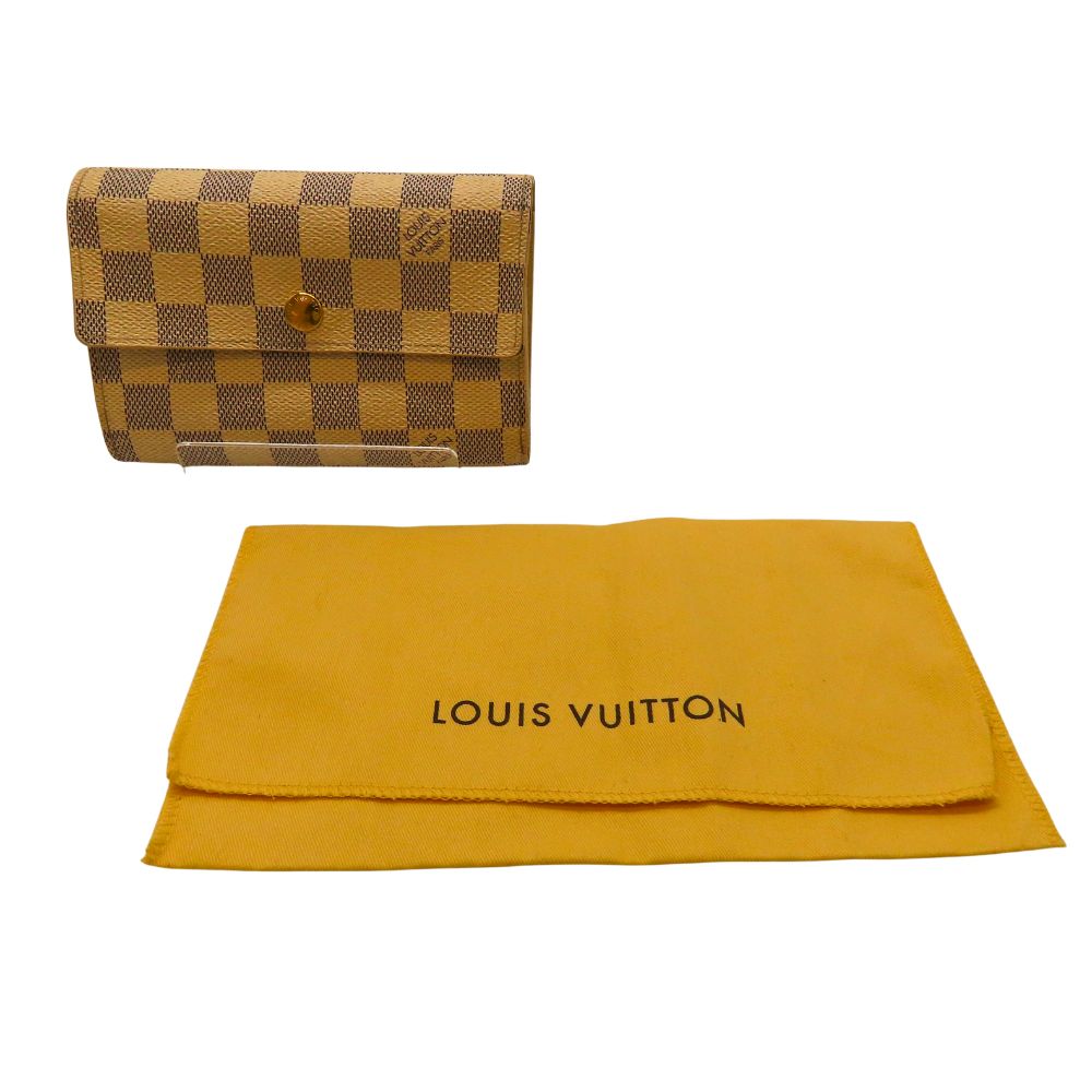 【中古】ルイヴィトン LOUIS VUITTON ダミエ アズール ポルトフォイユ アレクサンドラ N63068 引っ掛かり付 三つ折り札入れ A2602348【無料ギフトラッピング承ります】
