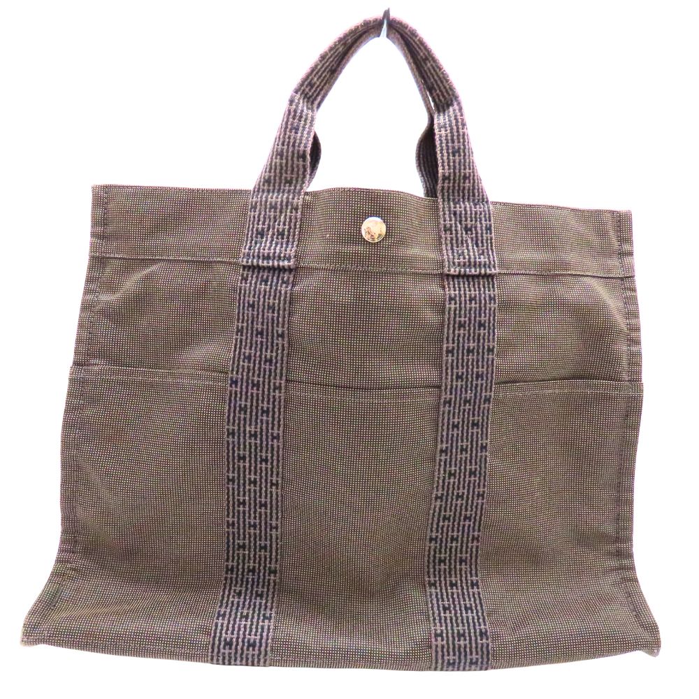 【中古】Hermes エルメス 叫びごえ伝達ルートMM トートバッグ 帆布 通い 通学 色つや 薄墨色系 メンズ レディース ユニ一発やる  A2602463【無料ギフトラッピング承ります】