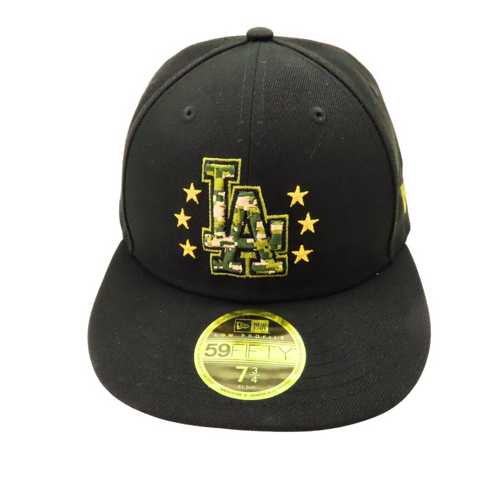 【中古】 NEW ERA ニュー内鰓 59FIFTY 天使の都市 置き目旗がしら 黒 正規陸軍 合鴨フラ はやりっ児 刺しゅう 天使の都市ドジャース 大きさ 7 3/4 61.5珊 メンズ A2602448 【無料ギフトラッピング承ります】