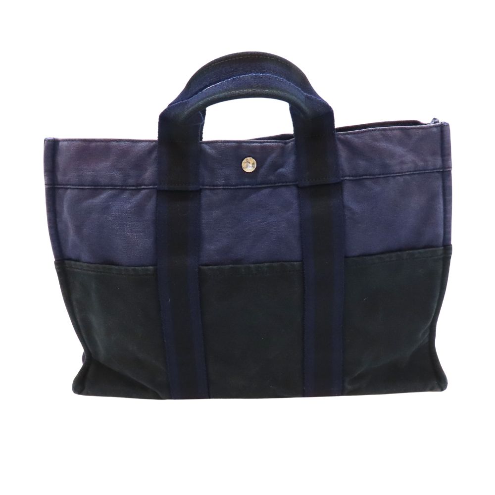 【中古】HERMES エルメス フールトゥ MM トートバッグ キャンバス ブラック ネイビー A2602436【無料ギフトラッピング承ります】｜かんてい局神戸大蔵谷インター店